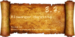 Biswanger Hargitta névjegykártya